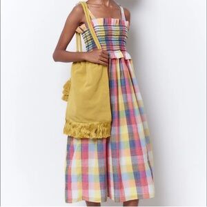Anthropologie Corey Lynn Calter Colorful Plaid Sundress with‎ Yellow Bag